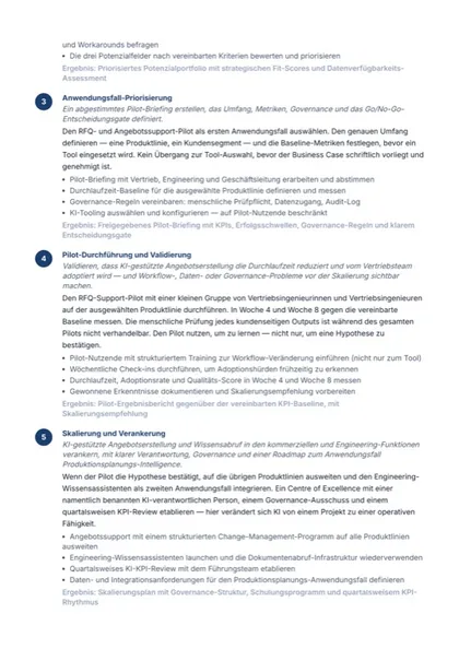 Sample report: roadmap from prioritising the use case through the pilot to scaling